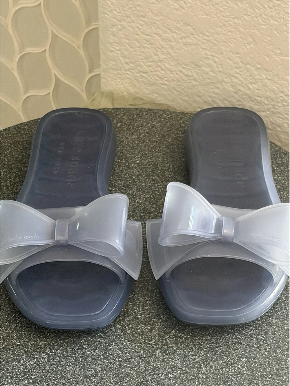 Kate Spade Tie The Knot Jelly Sandals Blue Bow Summer Flip Flops Womens Size 7